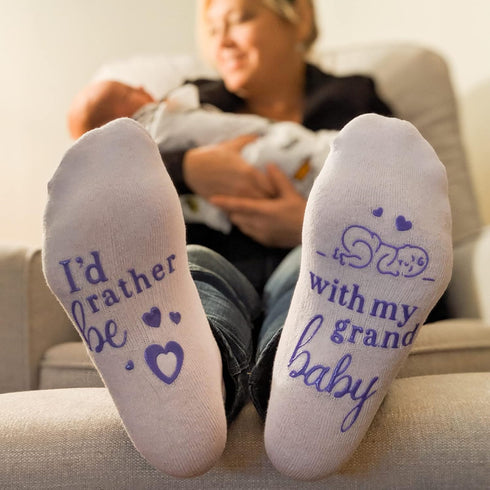 Funny Grandparent Socks - Gift For Grandmas & Expecting Grandparents (I'd Rather Be) One Size...