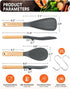 Cooking Spoon and Rice Scooper for Nonstick Cookwares, Great for Cooking and Serving Durable BPA-Free Matte Silicone, Wood Handle Spoon for Mixing...