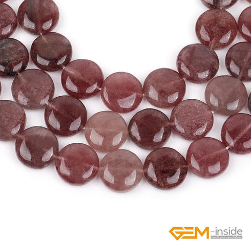 GEM-Inside Natural 20mm Coin Pink Rose Cherry Quartz Gemstone Loose Beads Energy Stone Handmade Beads for Jewelry Making Jewelry Beading Supplies ...
