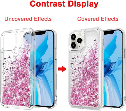 Compatible with iPhone 12 Case and iPhone 12 Pro Case,Bling Flowing Liquid Floating Sparkle Colorful Glitter Waterfall TPU Protective Phone Case 6...