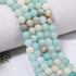 200Pcs 4mm Natural Smooth Amazonite Gemstone Beads Round Loose Stone Beads for Jewerly Making with Crystal Stretch Cord...