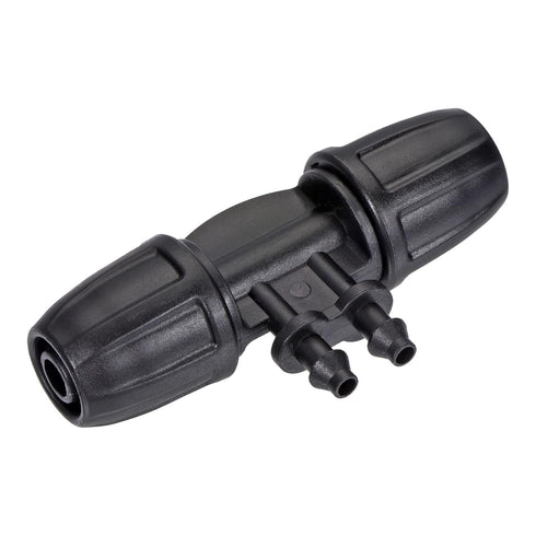 MECCANIXITY Drip Irrigation Barbed Tee 4-Way Fitting 8mm to 4mm ID Tubing for Garden Drip Tape Tubing Sprinkler System Black Pack of 10...