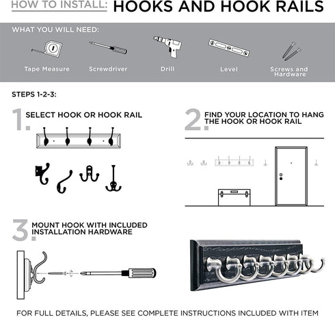 LIBERTY 165541 Wall Mounted Coat Rack with 6 Decorative Hooks, 27 Inch, Soft Iron and Cocoa...