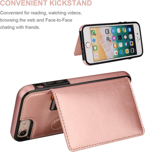 KIHUWEY for iPhone SE iPhone 7/8 Wallet Case with Credit Card Holder, Premium Leather Kickstand Durable Shockproof Protective Cover for iPhone 7/8...