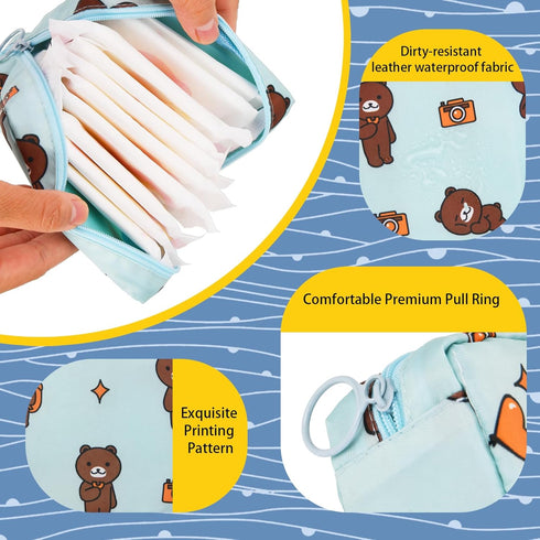 4Pcs Sanitary Napkin Storage Bag, Mini Menstrual Period Bag Period Pouch Waterproof,Tampon Organizer Pouch Tampon Pad Holder for Purse, First Peri...