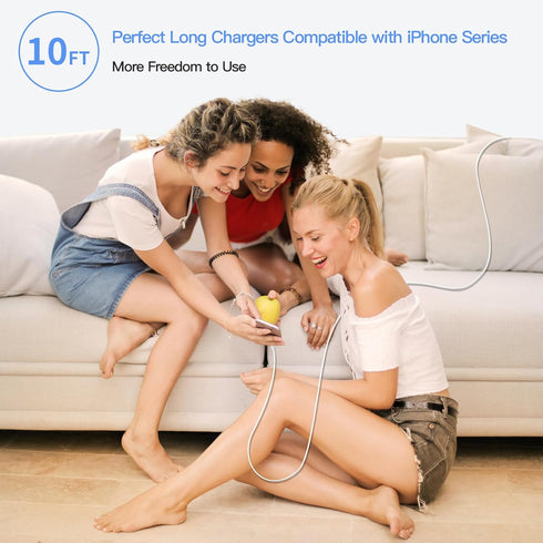20W USB C Fast Charger 10 FT Compatible with iPhone 14 13 12 11 XS XR X 8 iPad, 2 Pack PD Wall Charger Block with 10FT Long Type C Lightning Cable...