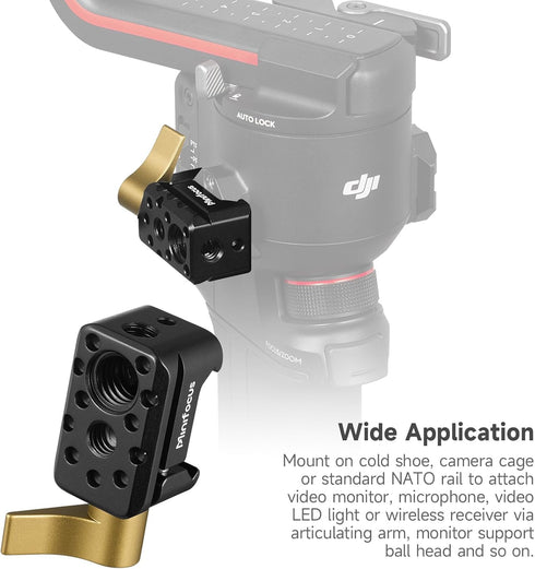 NATO Clamp, NATO Rail Lock Clamp Quick Release with 1/4" 3/8" ARRI Thread, Standard NATO Clamp for Camera Cage Friction Arm Ballhead Cold Shoe Mon...