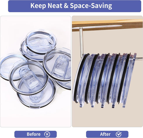 Tumbler Lid Organizer 2 PCS,Cup Lid Holder for Kitchen Cabinets,Silver Cup Lid Organizer for Kitchen...