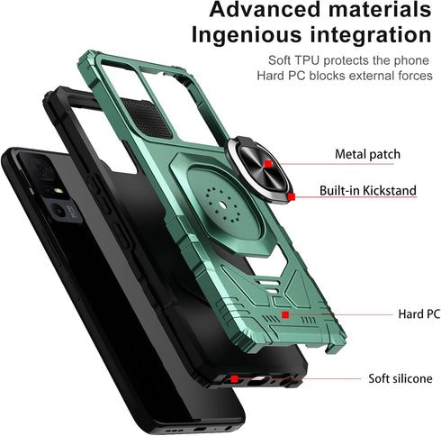Ailiber Case for TCL 40 X 5G, TCL 40 XE 5G Phone Case with Screen Protector, Ring Stand for Magnetic Car Mount, Military Grade, Heavy Duty Shockpr...