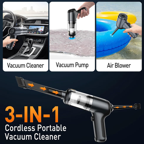 Mini Handheld Vacuum Cordless, Portable Car Vacuum Cleaner Rechargeable, 3 in 1 Dust Buster & Air Blower & Hand Pump Small High Power Vacuum for H...
