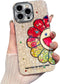 Cartoon Case for iPhone 15 Pro Max 6.7'' with Cute Glitter Bling Pattern Soft TPU Shockproof Protective with Camera Lens Protector for Girls Women...