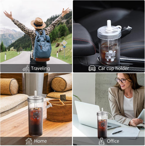 Portable Travel Coffee Press (16oz) - Double Wall with lids and Straws -Single Serve French Press for Travel, Home, Office, & More -No Leak Coffee...