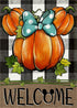 Welcome Fall Cartoon Mouse Pumpkin Decorative Garden Flag, Autumn Thanksgiving Buffalo Plaid Check Yard Outside Decorations, Farmhouse Rustic Outd...