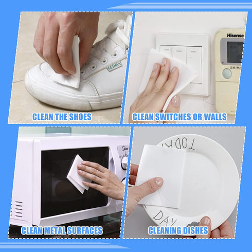 100 Pack Eraser Sheets Disposable Thin Cleaning Sponges Sheets Magic Melamine Foam Sponge Pads Home Eraser Wipes for Kitchen Shoe Furniture Bathro...