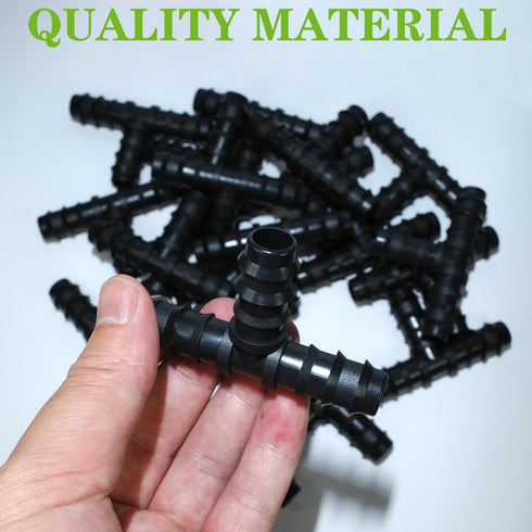 25PCS Drip Irrigation Barbed Tee Fitting Kits for 1/2 Inch Tubing 16MM OD .600" ID Barbed Tee Connectors Drip Line Connector Drip Hose Connector D...