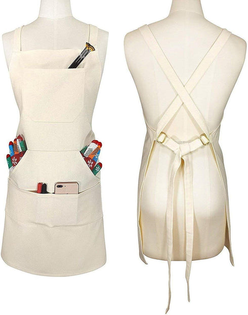 Medium Thick 100% Cotton Canvas, Kitchen Artist Apron for Chef, BBQ & Grill, 6 Deep Pockets with 1 Zipper Pocket, M-XXL, 27"X31"...