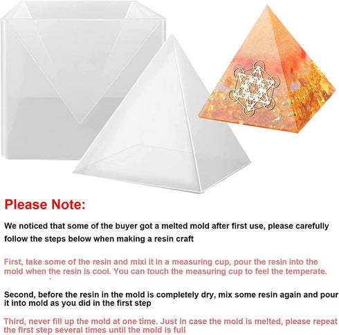 Large Pyramid Silicone Molds Big Pyramid Resin Mold Epoxy Resin Casting Molds with Plastic Stand Base for Jewelry Casting DIY Crafts...