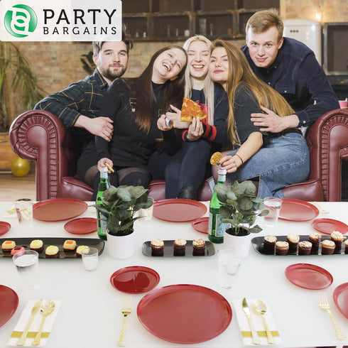 Party Bargains Disposable Hammered Cutlery Soup Spoons, 40 Count, Gold, Heavy Duty Plastic Flatware Cutlery Utensils, Excellent for Weddings, Birt...