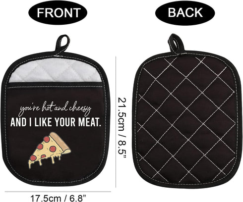 Pizza Lover Gift You’re Hot and Cheesy and I Like Your Meat Funny Oven Pot Holder with Pocket (Hot and Cheesy)...
