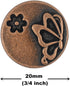 Bezelry 10 Pieces Butterfly and Flower Metal Shank Buttons. 20mm (3/4 inch) (Antique Copper)...