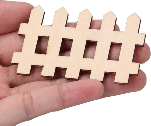 Tissting 100pcs Mini Wooden Fence Garden Wooden Crafts Lawn Fence DIY Wood Picket Wood Fence Mini Ornament for Miniature Fairy Garden Dollhouse(7....