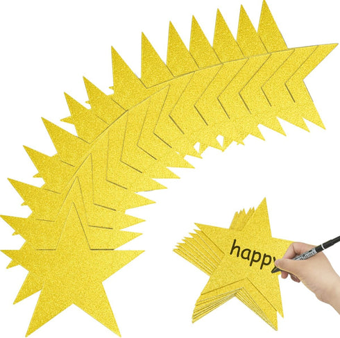 60 Pcs Glitter Star Cutouts Paper Double Printed Paper Star Decorations, 6 Inch Stars Decoration for Wedding Party Bulletin Board Classroom Decora...