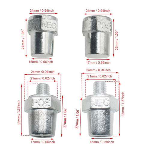 Car Battery Post Adapter Positive and Negative Battery Top Post to Side Terminal Adapters 3/8" Female/Male Stud Adapter (2pair)...