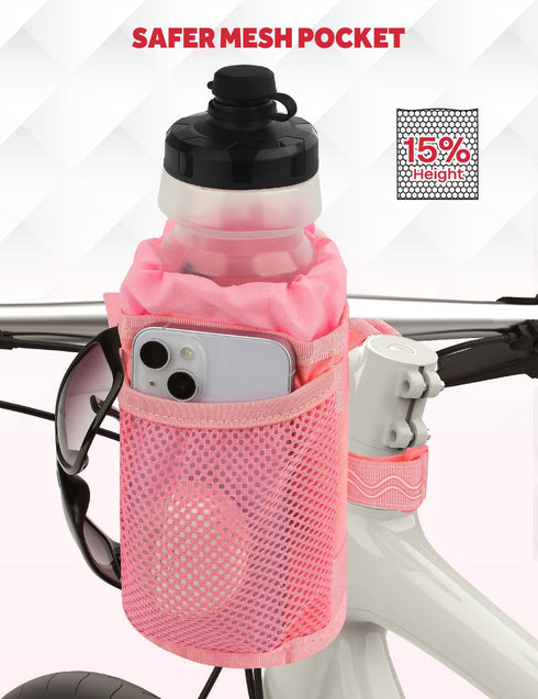 Bike Cup Holder, Water Bottle Holder Handlebar for Bike with Mesh Pockets, Universal Fabric Bicycle Water Bottle Drink Cup Cage for Cruiser Bikes,...