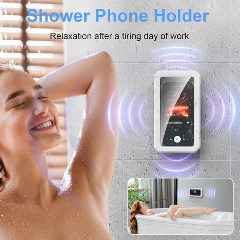 Shower Phone Holder Waterproof, 480°Rotating Waterproof Phone Holder for Shower Adjustable Anti-Fog Shower Phone Case Holder Bathroom Wall Phone M...