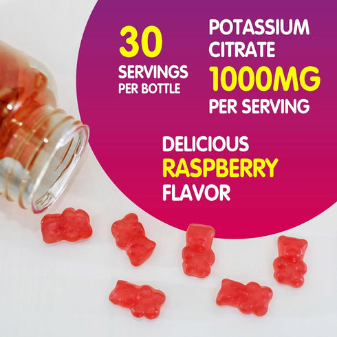 Potassium Citrate 1000mg Gummies, Potassium Supplement for Adults Women & Men, Support Leg Cramps & Muscle Health, 60 Chewables...