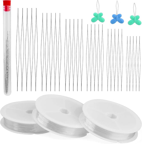 37Pcs Beading Needle Set for Jewelry Making, 30Pcs Big Eye Beading Needles with Threader, Beading Embroidery Needles with Needle Bottle and Bracel...