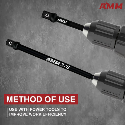 AMM 6-Piece Impact Grade Socket Adapter Set, 3-Inch & 6-Inch Power Drill Socket Driver Adaptor, 1/4", 3/8", 1/2" Hex Shank Adapt Your Power Drill ...
