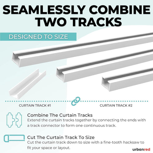 UrbanRed Self Adhesive Ceiling Curtain Track Ceiling Mount, Track for Curtains 9.8FT (3m) for Smooth Wall - No Drill, Screws, Adhesive Curtain Rod...