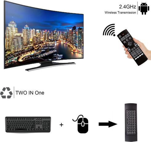 MX3 Air Remote Mouse,2.4G Multifunctional Backlit Remote Control, Mini Wireless Keyboard & Infrared Remote Control Learning for Android TV Box,HTP...