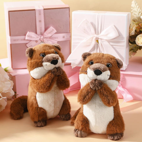 2 Pcs Otter Plush 9.1 x 6.2 x 5.5 Inches Otter Stuffed Animal with Handing Magnetic Suction Stuffed Otter Plush Toy Valentine's Day for Children G...