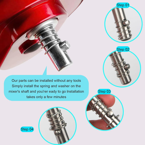 304 Stainless Spring and Washer For KitchenAid Mixers 3.5 Quarts to 7 Quarts Quick Install components...