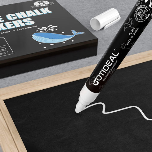 GOTIDEAL White Chalk Markers, Bold Tip Washable Chalkboard Markers, Car Window Markers,for Blackboard, Glass & Bistro, Non-Toxic, Erasable Paint C...