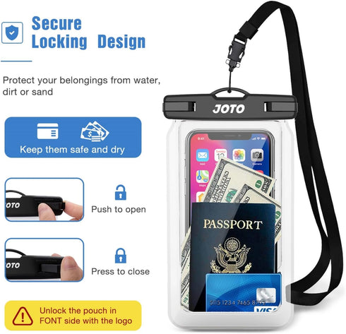 JOTO 2 Pack Floating Waterproof Phone Pouch Up to 7", IPX8 Floatable Underwater Phone Case Cellphone Dry Bag for iPhone 16 15 14 13 12 11 Pro Max ...
