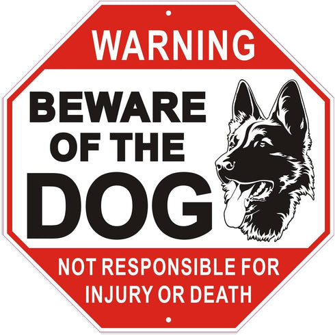 Warning Beware of Dog Sign 10 x 10 Inches - Rust Free Aluminum Dog Warning Signs, Not Responsible for Injury Or Death Warning Dog Sign for Home, B...