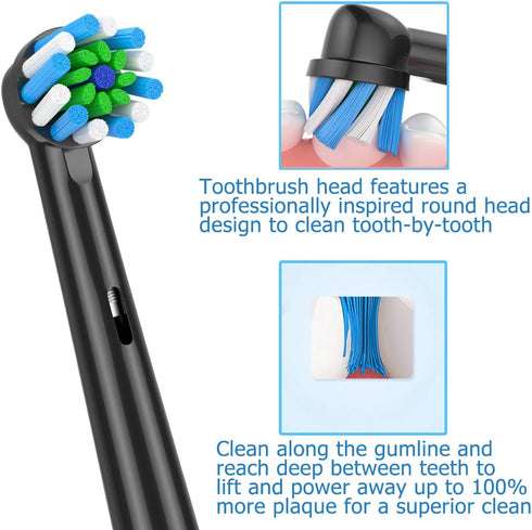 Replacement Brush Heads Fit for Braun Oral b, Compatible with Oral-B Pro 1000/2000/3000/5000/6000 Smart and Genius Electric Toothbrush, 12 Pcs, Bl...