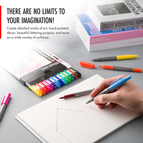 Marabu Dual Tip Permanent Markers - 4 Fine & Ultra Fine Point Permanent Markers for Artists and Everyday Use - Alcohol Based Markers for Paper, Bo...