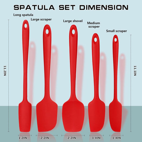 Silicone Rubber Spatula Set for Baking,Rubber Kitchen Utensils,Food Grade BPA-Free for Nonstick Cookware, Heat Resistant Spatula for Cooking & Mix...