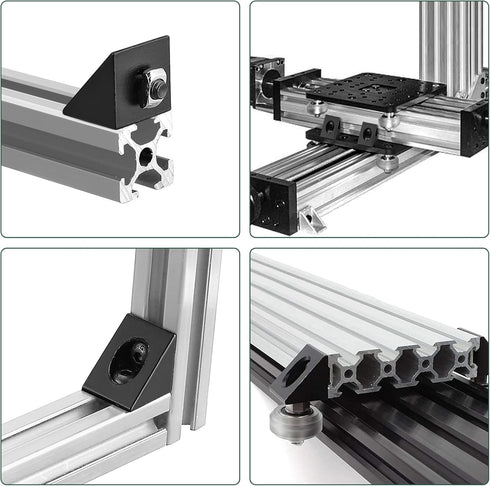 JiGiU 10PCS Triangle Angle Sharp Corner Bracket, Black Angle Sharp Corner Bracket Connector for 6mm Slot Aluminum Extrusion Profile 2020 Series 3D...