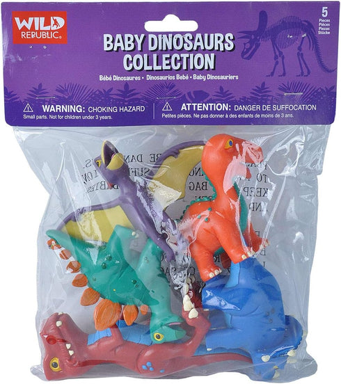 Wild Republic Baby Dino Polybag, T-Rex, Stegosaurus, Brachiosaurus, Triceratops, Pteranodon, Dinosaur Figures, Gifts for Kids, 5 Piece Set...