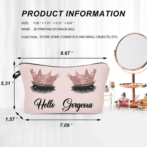 3 Pack Hello Gorgeous Funny Makeup Bag Gift for Women Inspirational Cosmetics Pouch for Purse Travel Bag Cases for Toiletries Accessories Organize...