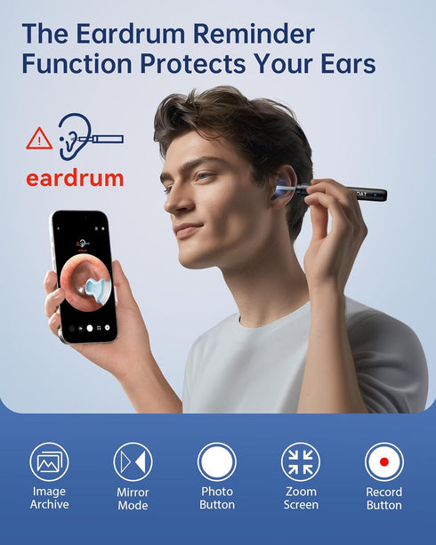 Ear Wax Removal Tool Camera, Ear Cleaner with Camera, 1296P HD Ear Scope, 6 LED Lights and 12 Ear Picks, Earwax Removal with Otoscope, Jet Black...