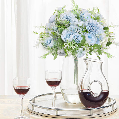 Nubry 3pcs Artificial Flowers Bouquet Fake Peony Silk Hydrangea Wildflowers Arrangements with Stems for Wedding Home Centerpieces Decor (Light Blu...