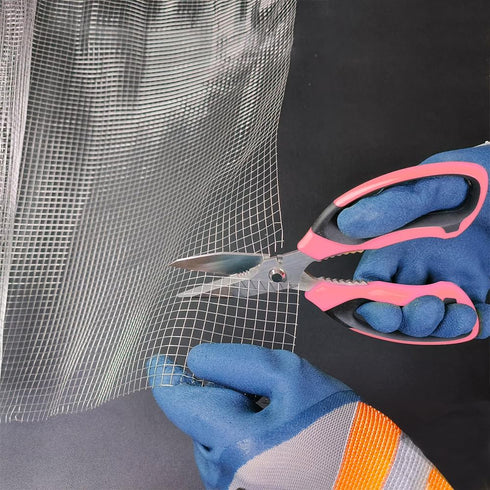 Scissors Heavy Duty 8'', Carpet Scissors, Multipurpose Scissors with Protective Cover, Stainless Steel Serrated Blades, Easy Cutting Cardboard, Le...
