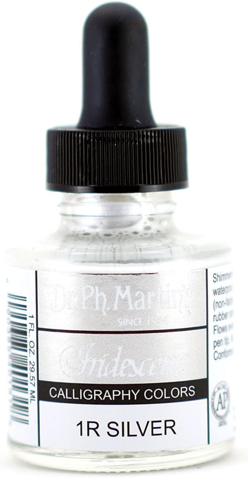 Dr. Ph. Martin's Calligraphy Color (1R) Ink Bottle, Iridescent Silver, Original Version...