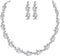 FAMARINE Silver Bridal Jewelry Set, Clear Crystal Wedding Drop Earrings Necklace for Bride Bridesmaid...